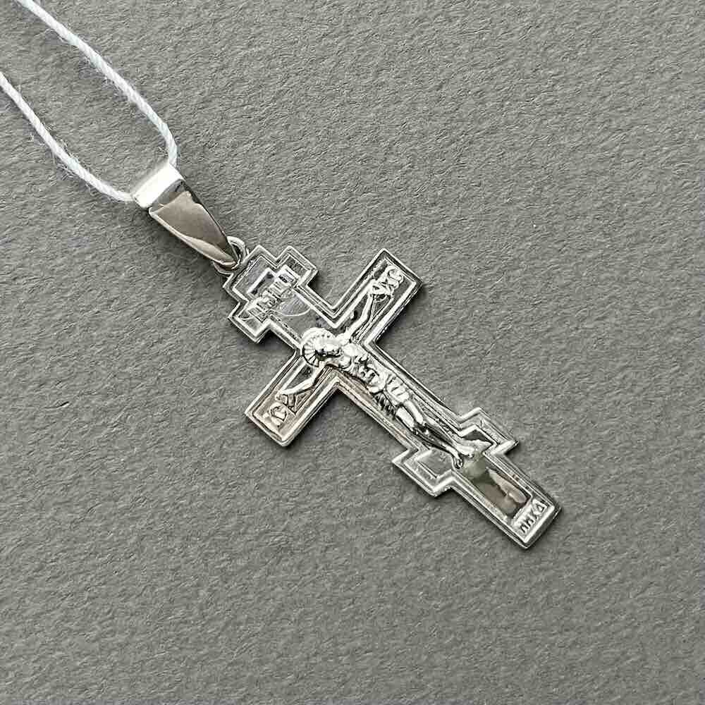 Купить Крест из белого золота "Спаси и Сохрани" (41442)