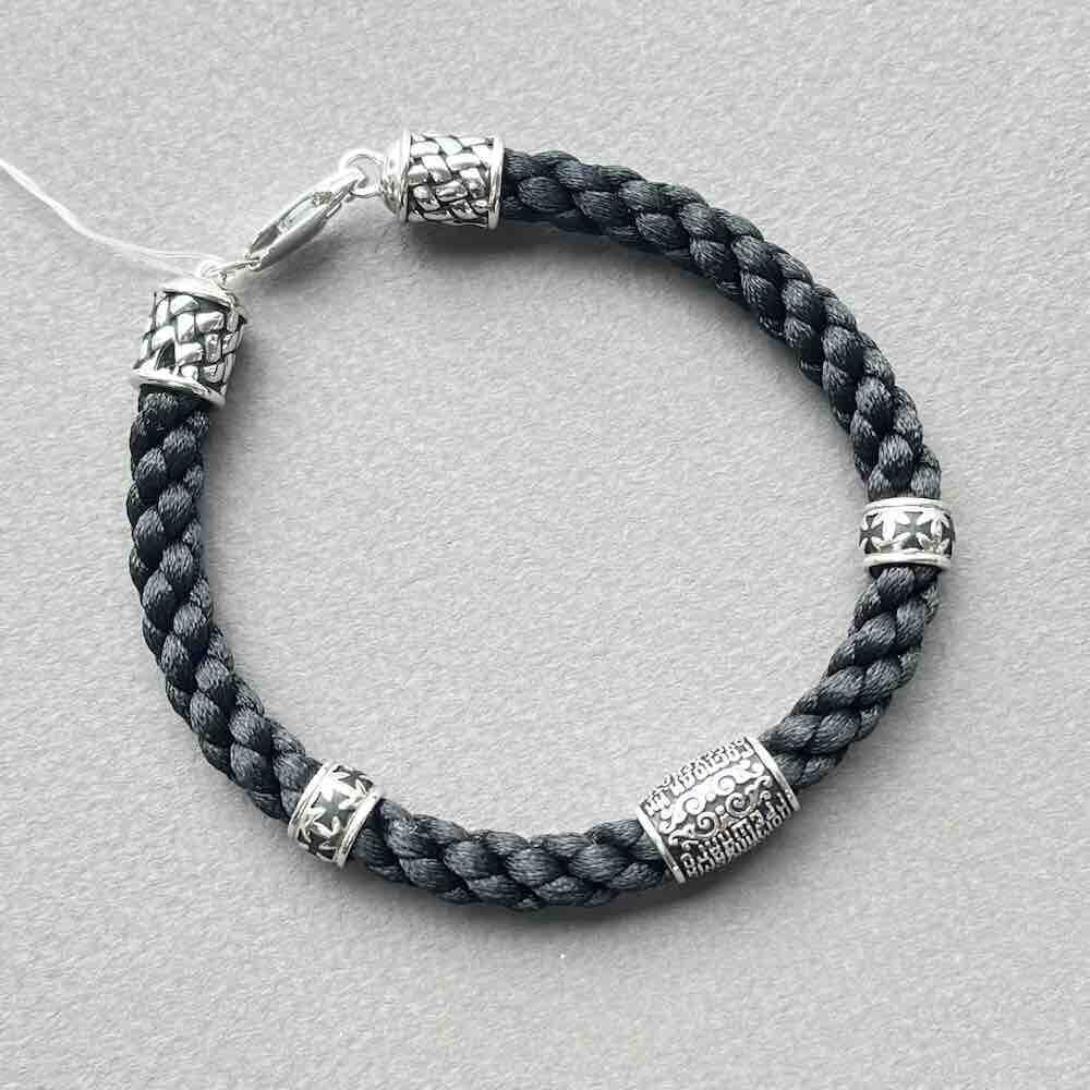 Купить Браслет из шнурка и серебра "Помилуй Мя Грешного" (12291)