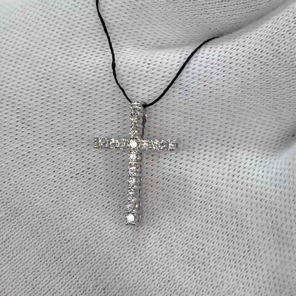 Купить Крест из белого золота "Спаси и Сохрани" с бриллиантами (41201)