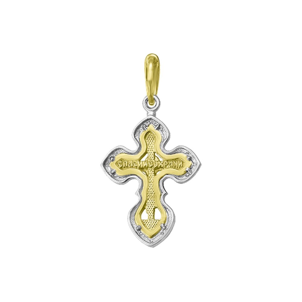Купить Крест из желтого золота "Спаси и Сохрани" с бриллиантами (41533)