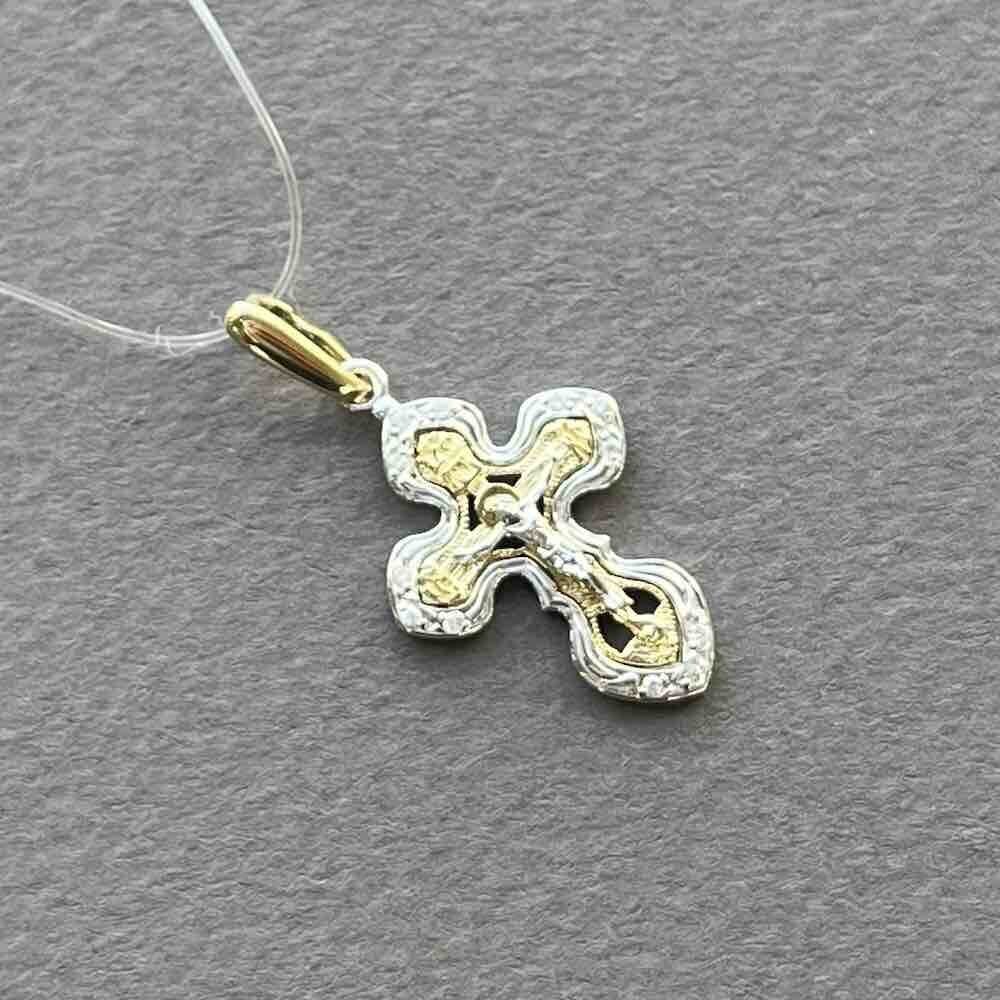 Купить Крест из желтого золота "Спаси и Сохрани" с бриллиантами (41533)