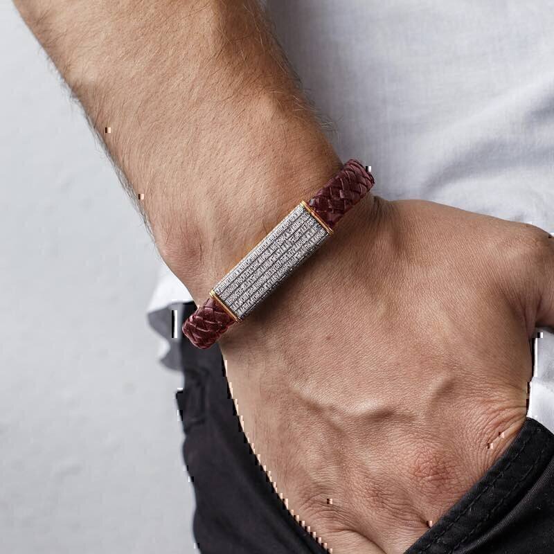 Купить Браслет из кожи и серебра "Псалом 22" (53474)