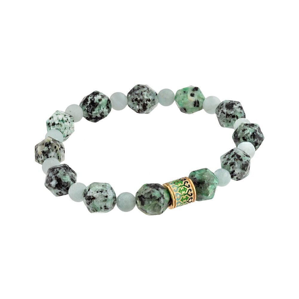 Купить Браслет из яшмы и аквамарина "Горский" с бусиной из серебра (12235)