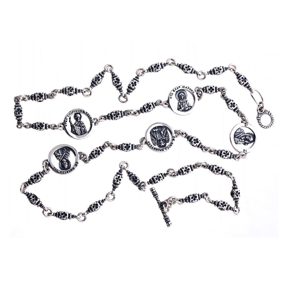 Купить Цепь из серебра "Лики святых" (92477)