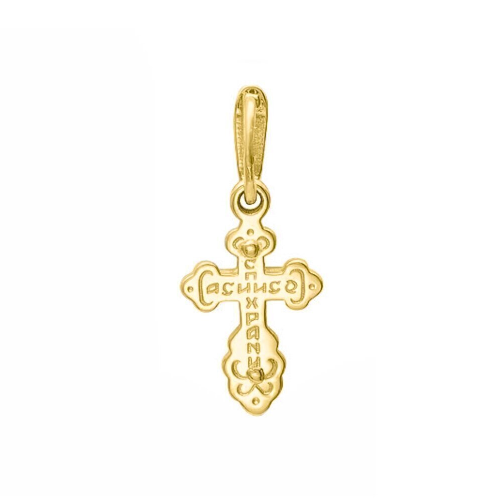 Купить Крест из желтого золота "Спаси и Сохрани" с бриллиантами (41528)