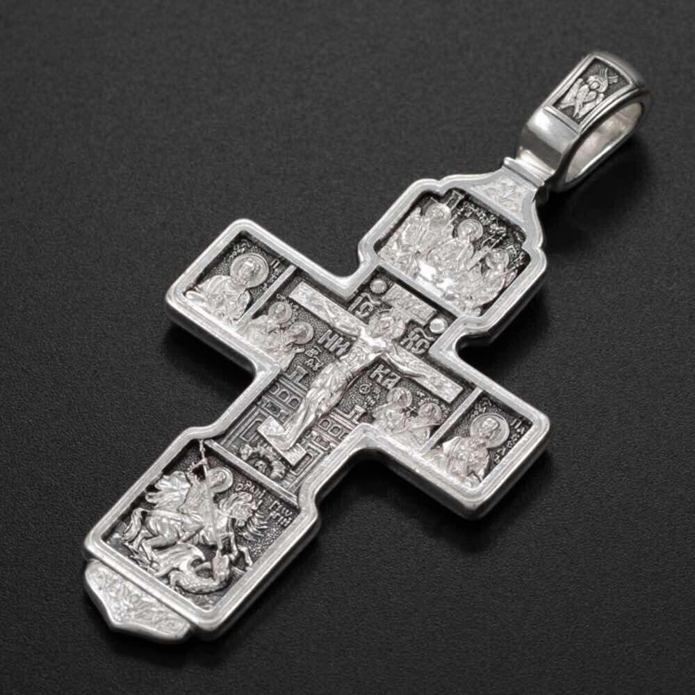 Купить Крест из серебра "Святые покровители" (42900)