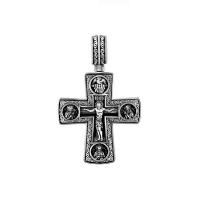 картинка Крест из серебра "Святые покровители" (42938)  