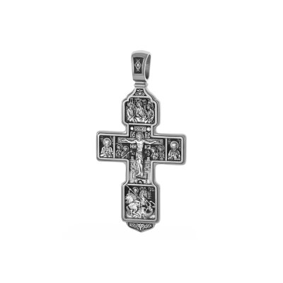 картинка Крест из серебра "Святые покровители" (42900) 