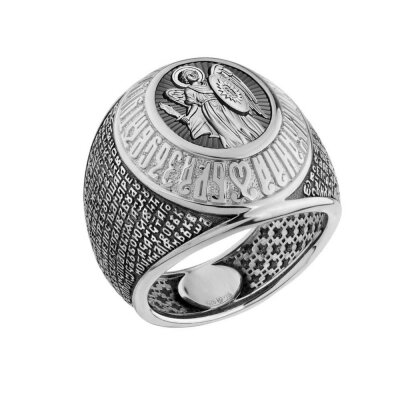 картинка Кольцо из серебра "Молитва святому Архангелу Михаилу" (32347) 