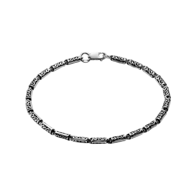 картинка Браслет литой из серебра с узорами на звенья (12227) 