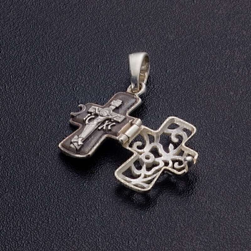 Купить Крест из серебра "Крест-складень Цветочный" (2528)