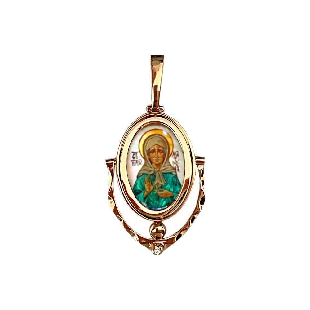 Купить Образ из красного золота "Святая Матрона Московская" с бриллиантом (51054)