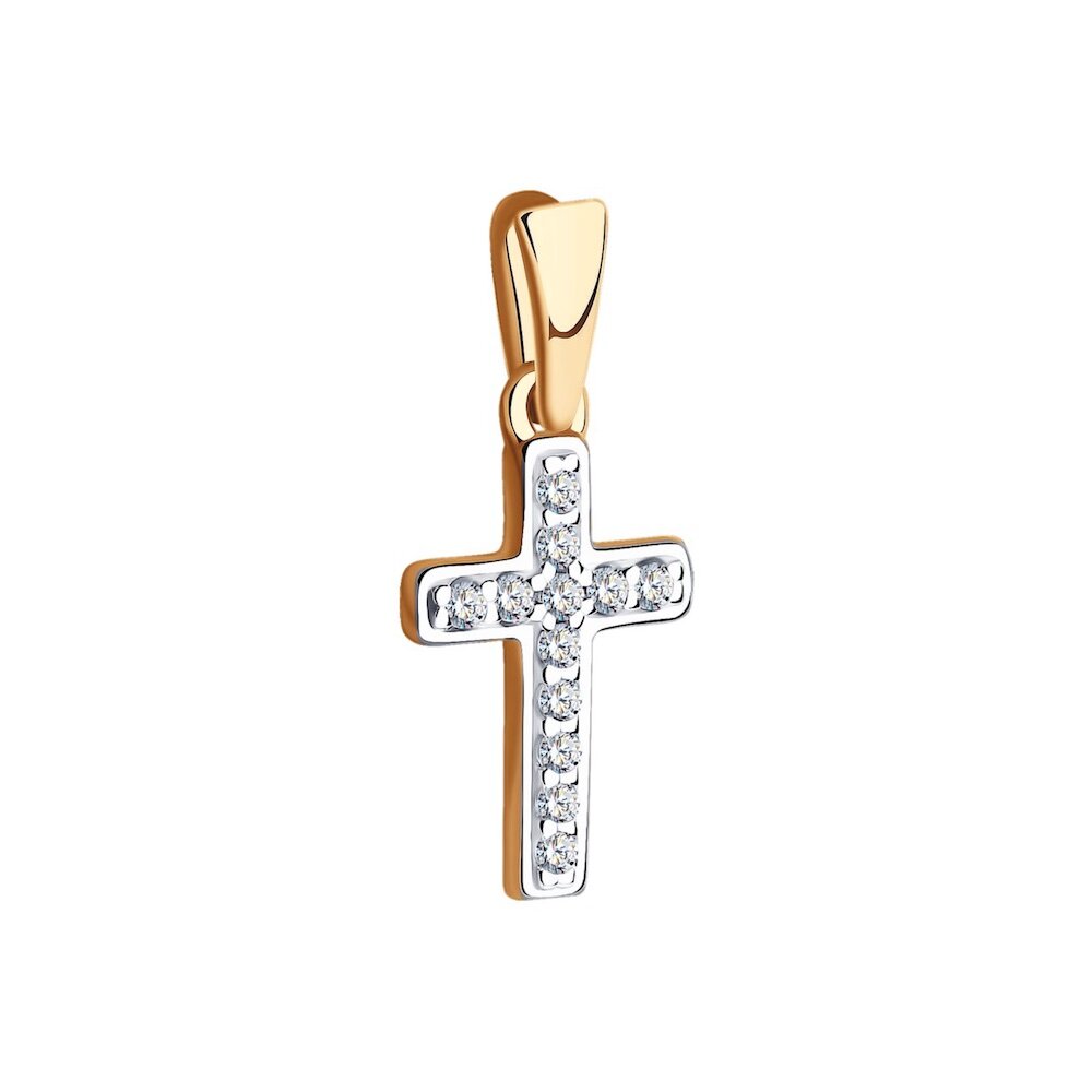 Купить Крест из красного золота с фианитами (41559)