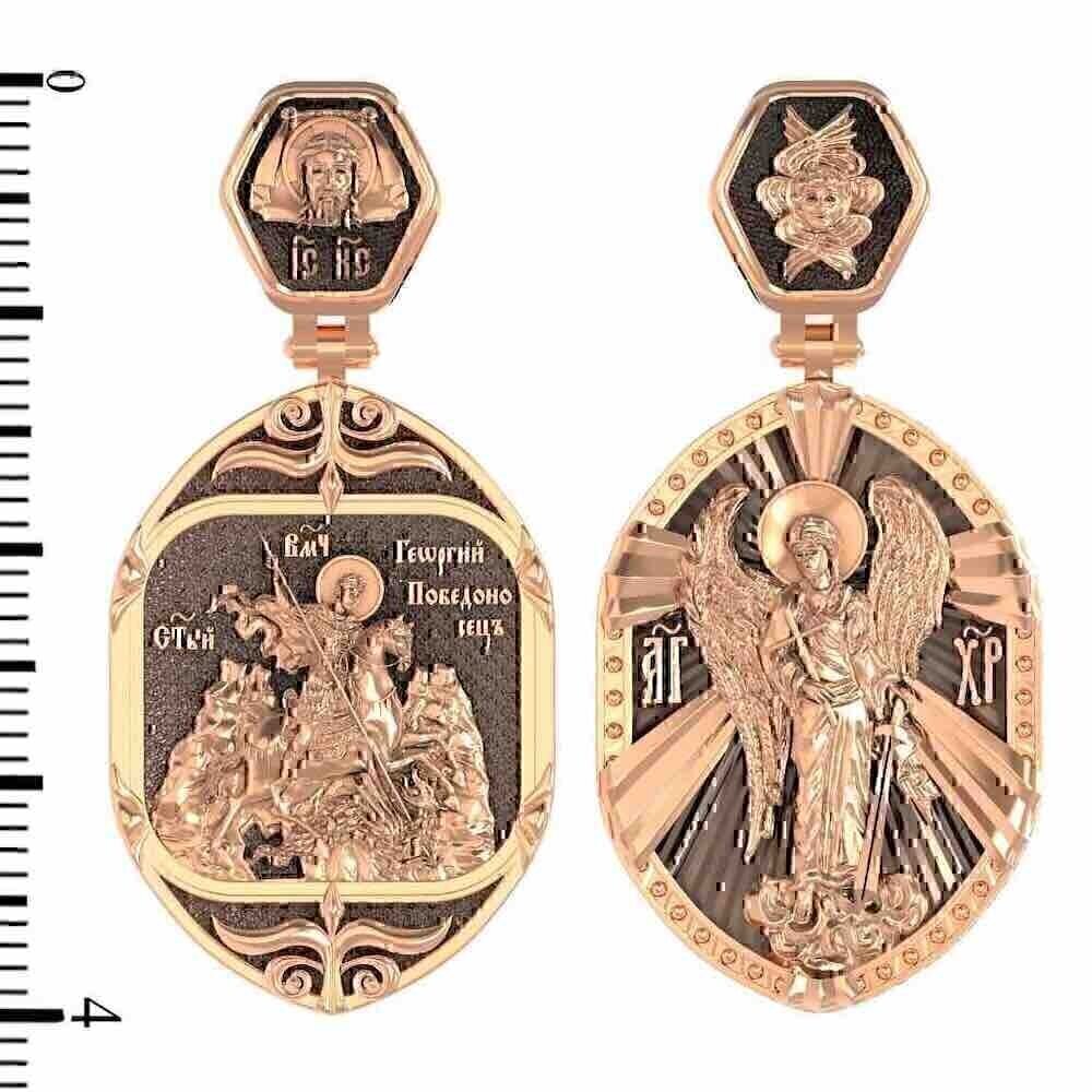 Купить Образ из красного золота "Святой Георгий Победоносец" (30609)
