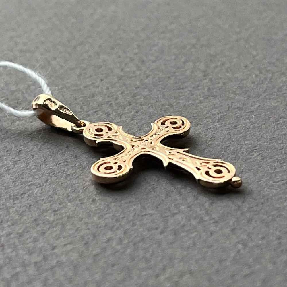 Купить Крест из красного золота "Спаси и Сохрани" с фианитами (41390)