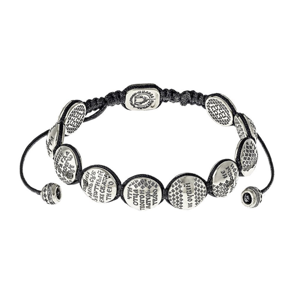 Купить Браслет из шнурка и серебра "10 заповедей" (12232)