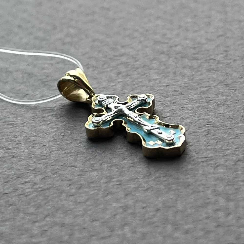 Купить Крест из желтого золота "Спаси и Сохрани" с бриллиантами (41578)