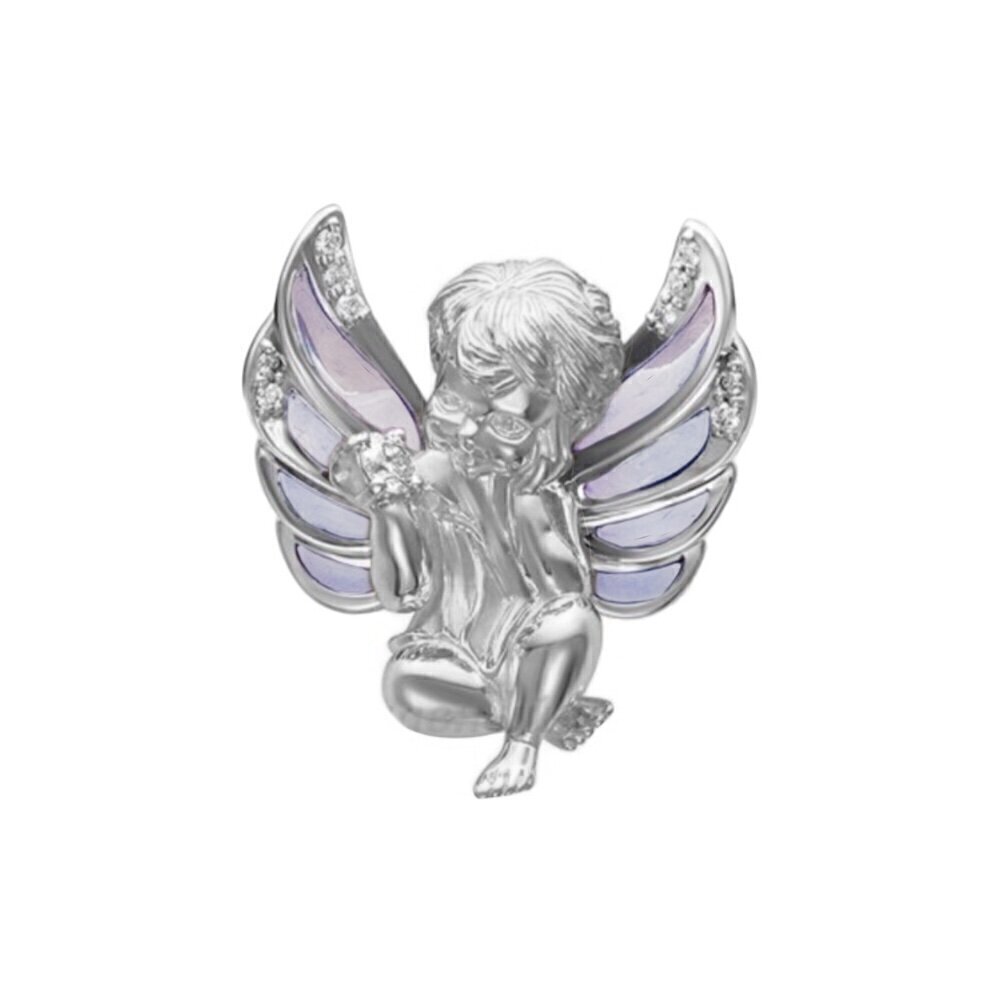 Купить Подвеска из белого золота "Ангелочек" с бриллиантами (51068)