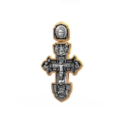 картинка Крест из серебра "Святые покровители" (42873) 