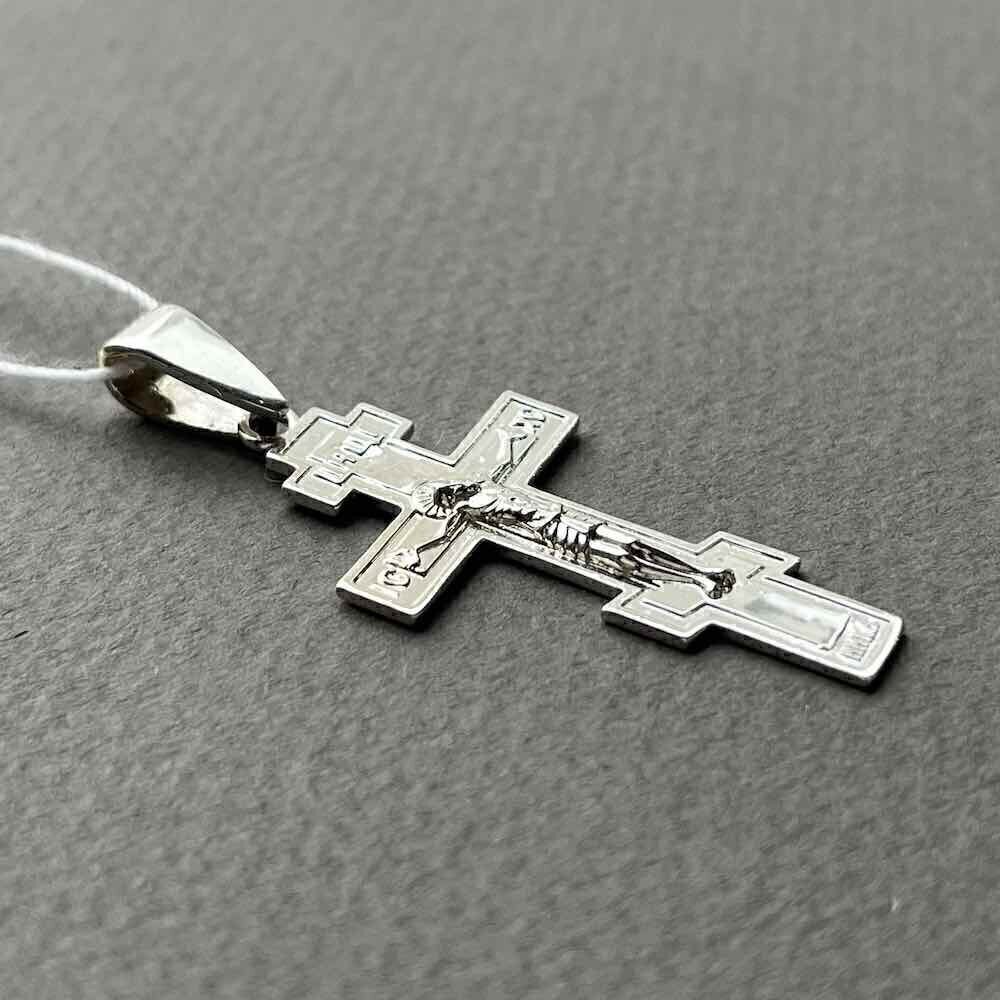 Купить Крест из белого золота "Спаси и Сохрани" (41442)