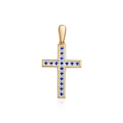 картинка Крест из красного золота с сапфирами (41005) 