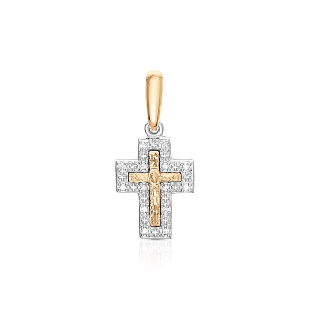 Купить Крест из красного золота с бриллиантами (20080)