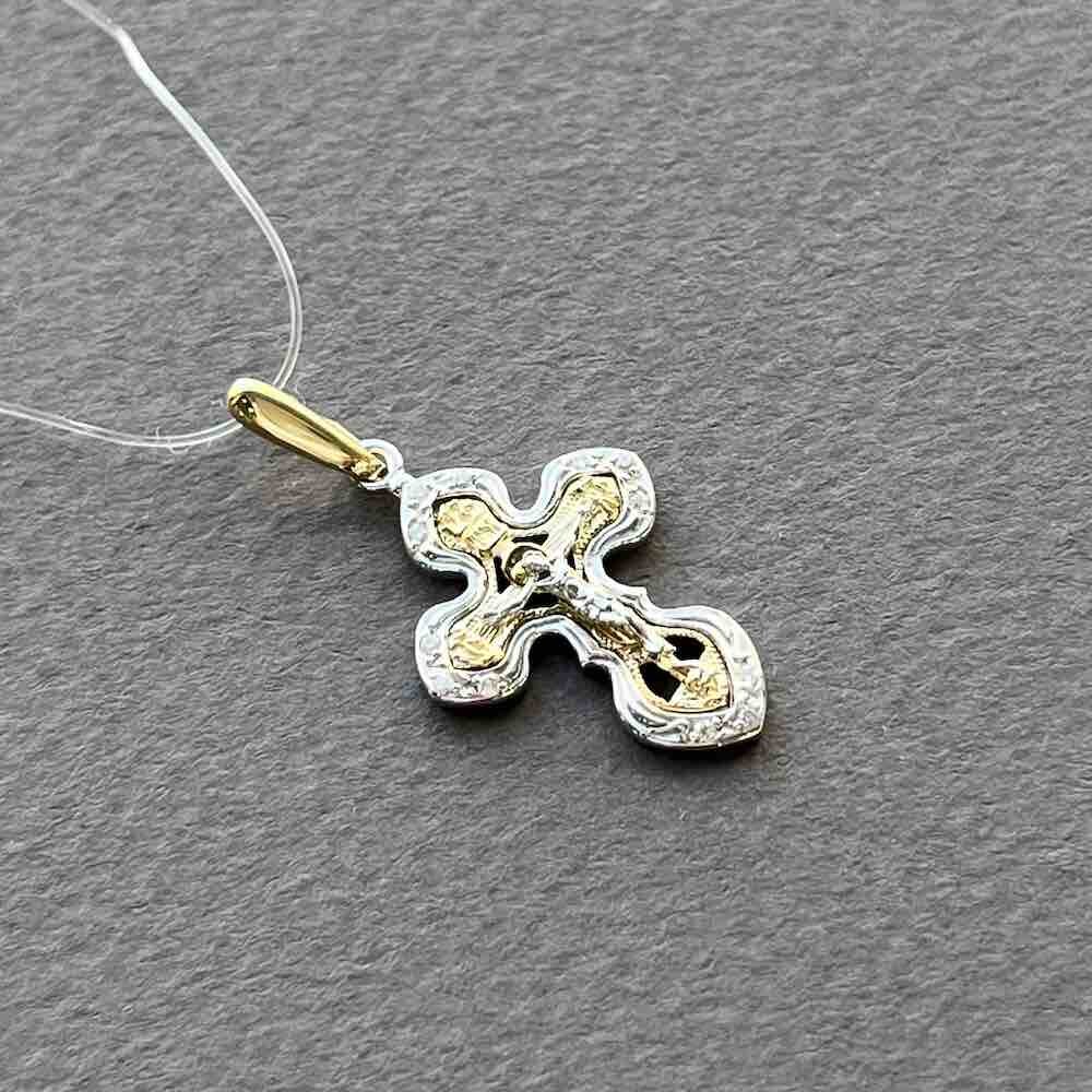 Купить Крест из желтого золота "Спаси и Сохрани" с бриллиантами (41533)