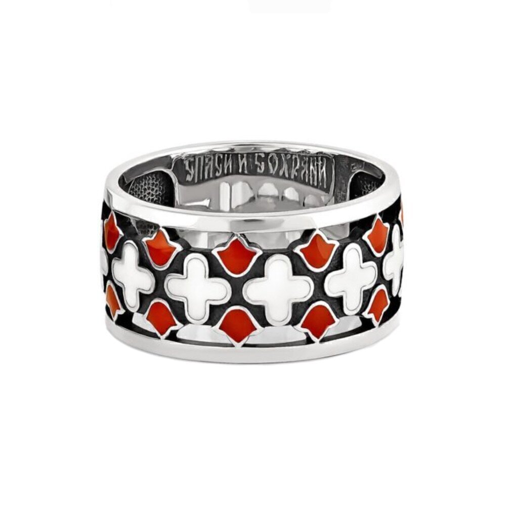 Купить Кольцо из серебра "Спаси и Сохрани" с эмалью (32349)