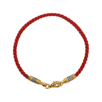 картинка Браслет из шнурка и серебра "Помилуй Мя Грешного" (12384) 