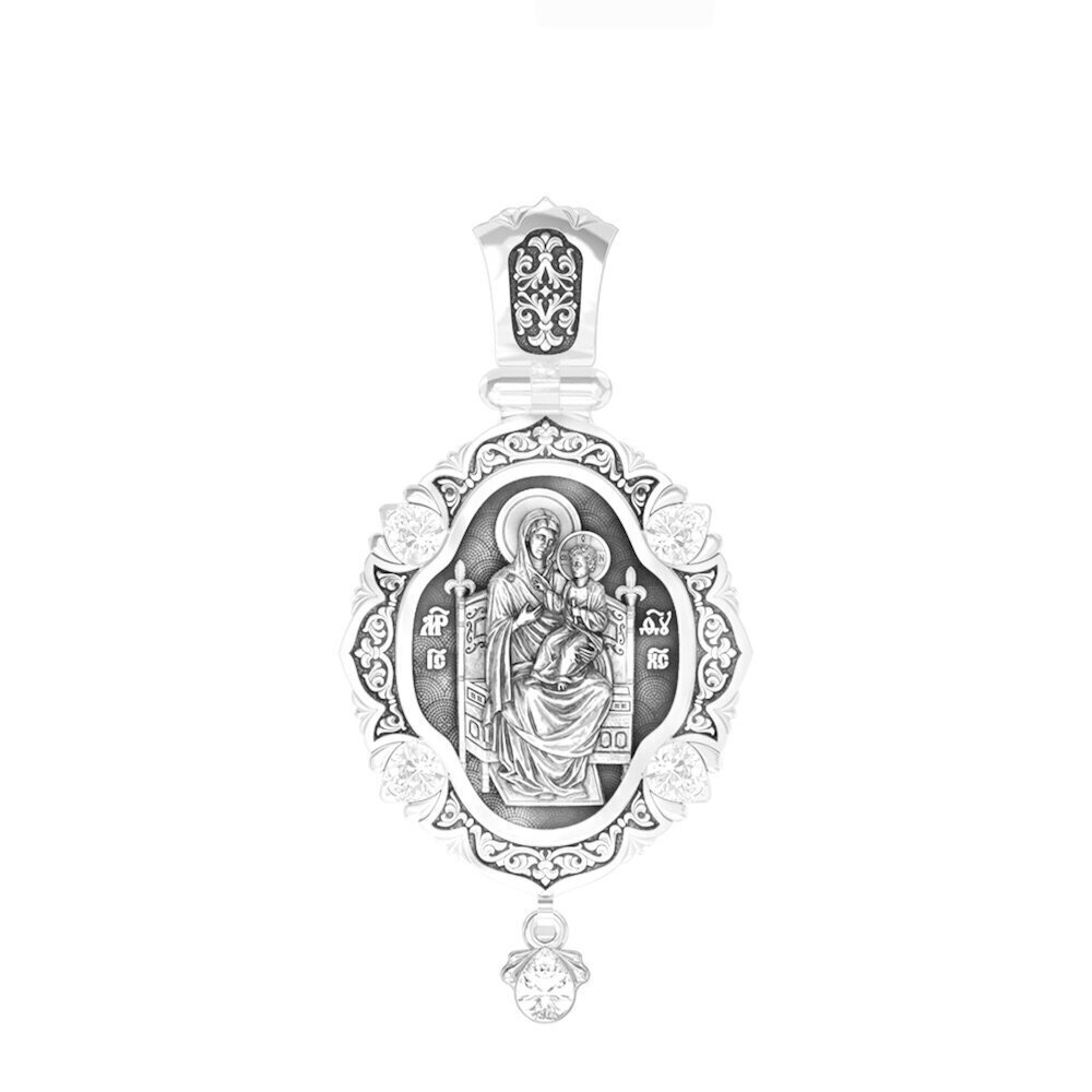 Купить Образ из серебра "Божия Матерь Всецарица" с фианитами (59303)