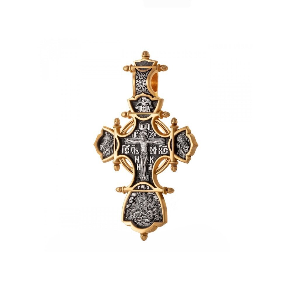 Купить Крест из серебра "Святые покровители" (42820)