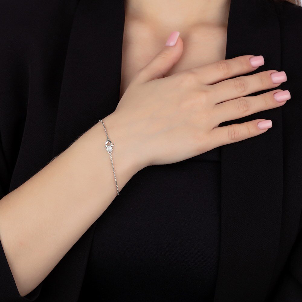 Купить Браслет из серебра "Девочка" с фианитами (12305)