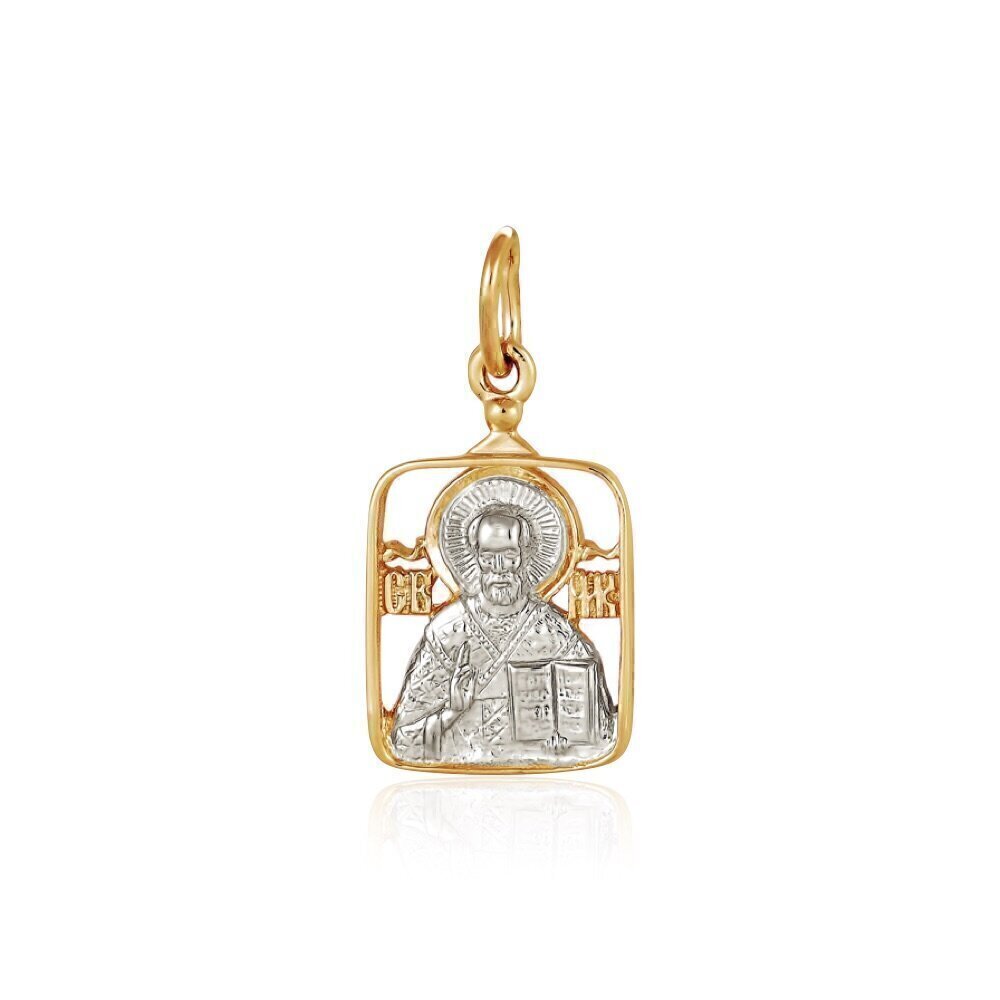 Иконка Даръ, красное золото, 585 проба, чернение, размер 2.2 см. подвеска даръ образ из серебра святой николай чудотворец 39992