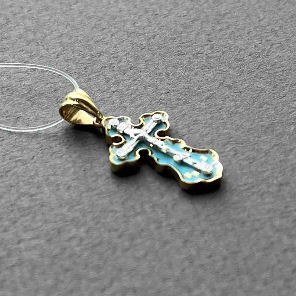 Купить Крест из желтого золота "Спаси и Сохрани" с бриллиантами (41578)