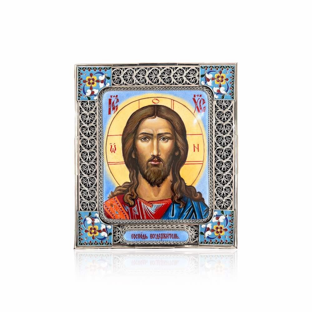 Икона "Господь Вседержитель" эмаль финифть (21037)