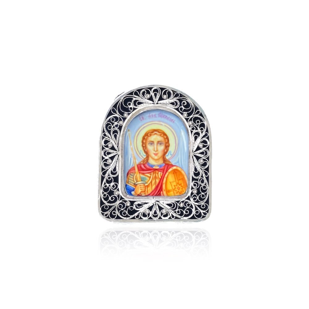 Купить Икона "Архангел Михаил" эмаль финифть (20192)