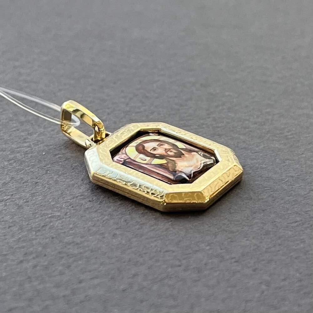 Купить Образ из желтого золота "Спаситель" эмаль финифть (51125)