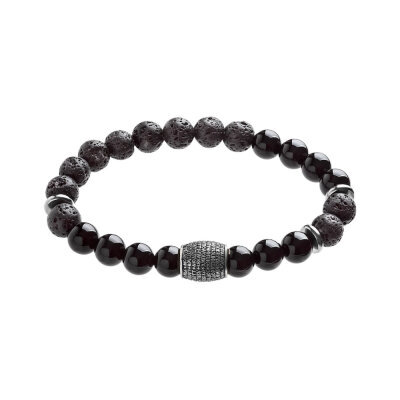 картинка Браслет из оникса "Молитва о семье" с бусиной из серебра (12283) 