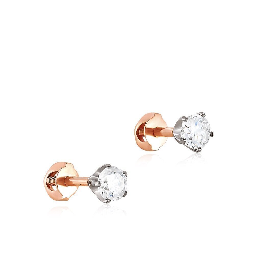 Купить Пусеты из красного золота с бриллиантом (9021)