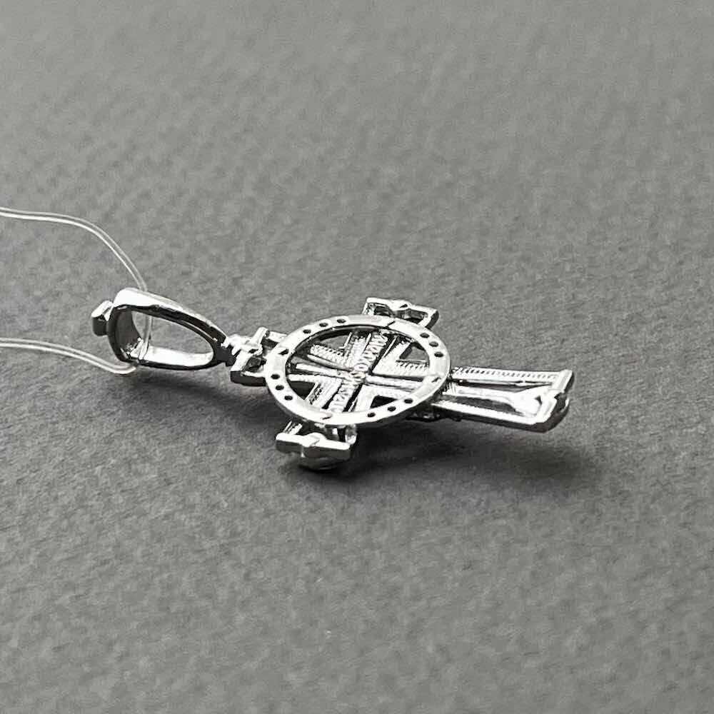 Купить Крест из белого золота "Спаси и Сохрани" с бриллиантами (41538)