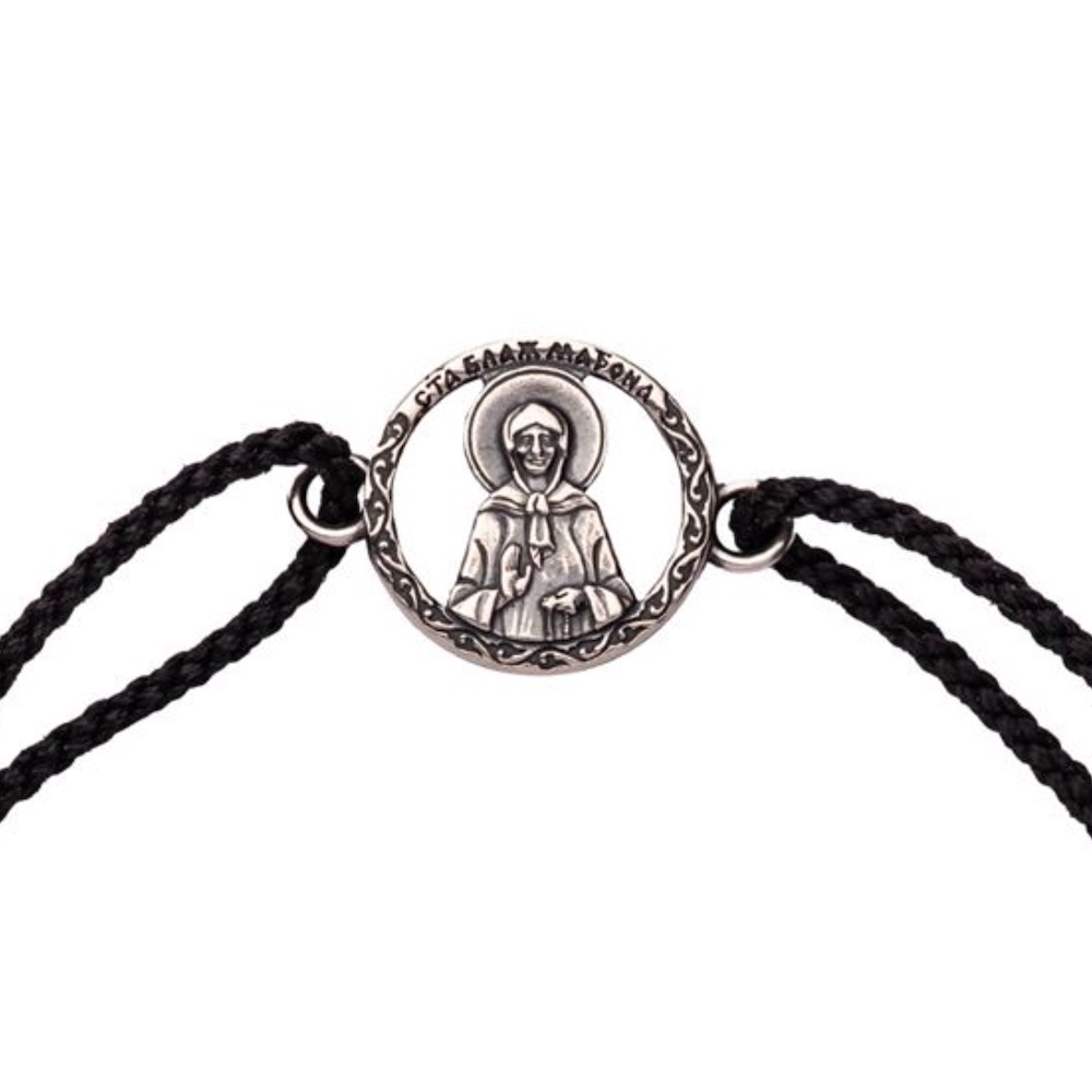 Купить Браслет из шнурка и серебра "Святая Матрона Московская" (12345)