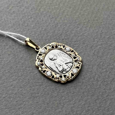 картинка Образ из красного золота "Ангел Хранитель" с цирконами (51037) 