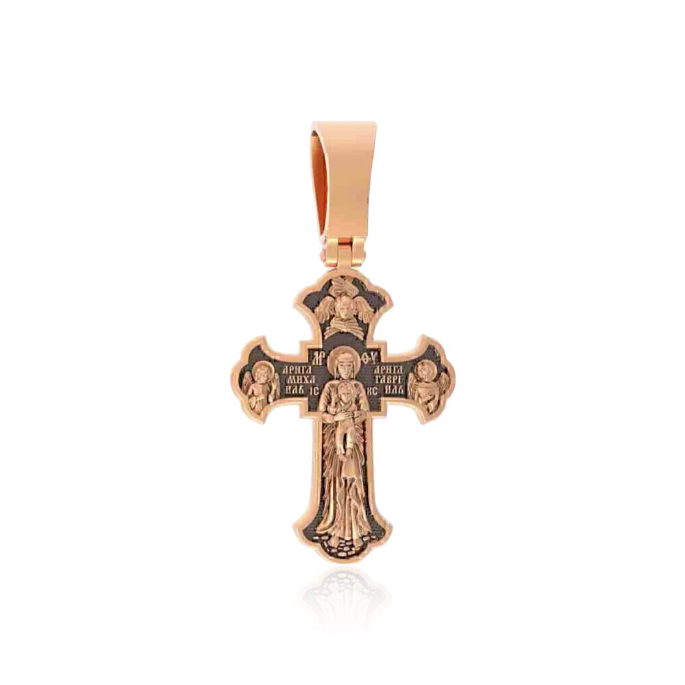 Купить Крест из красного золота "Божия Матерь Валаамская" (2143)