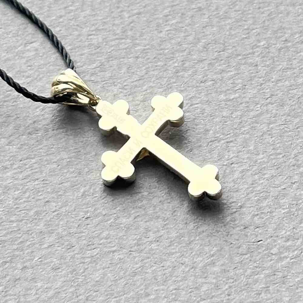 Купить Крест из желтого золота "Спаси и Сохрани" с бриллиантами (41536)