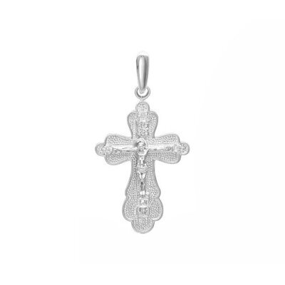 картинка Крест из белого золота "Спаси и Сохрани" с бриллиантами (41460) 