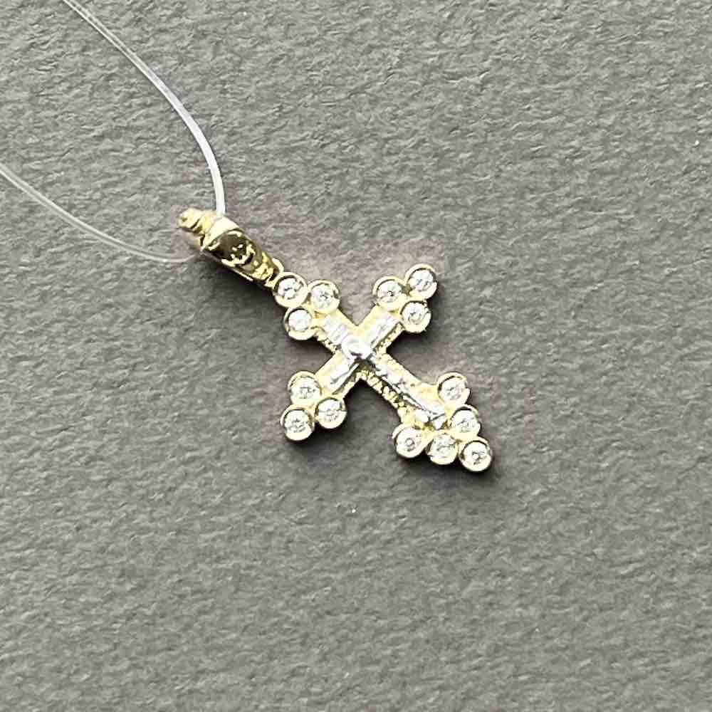 Купить Крест из желтого золота "Спаси и Сохрани" с бриллиантами (41584)