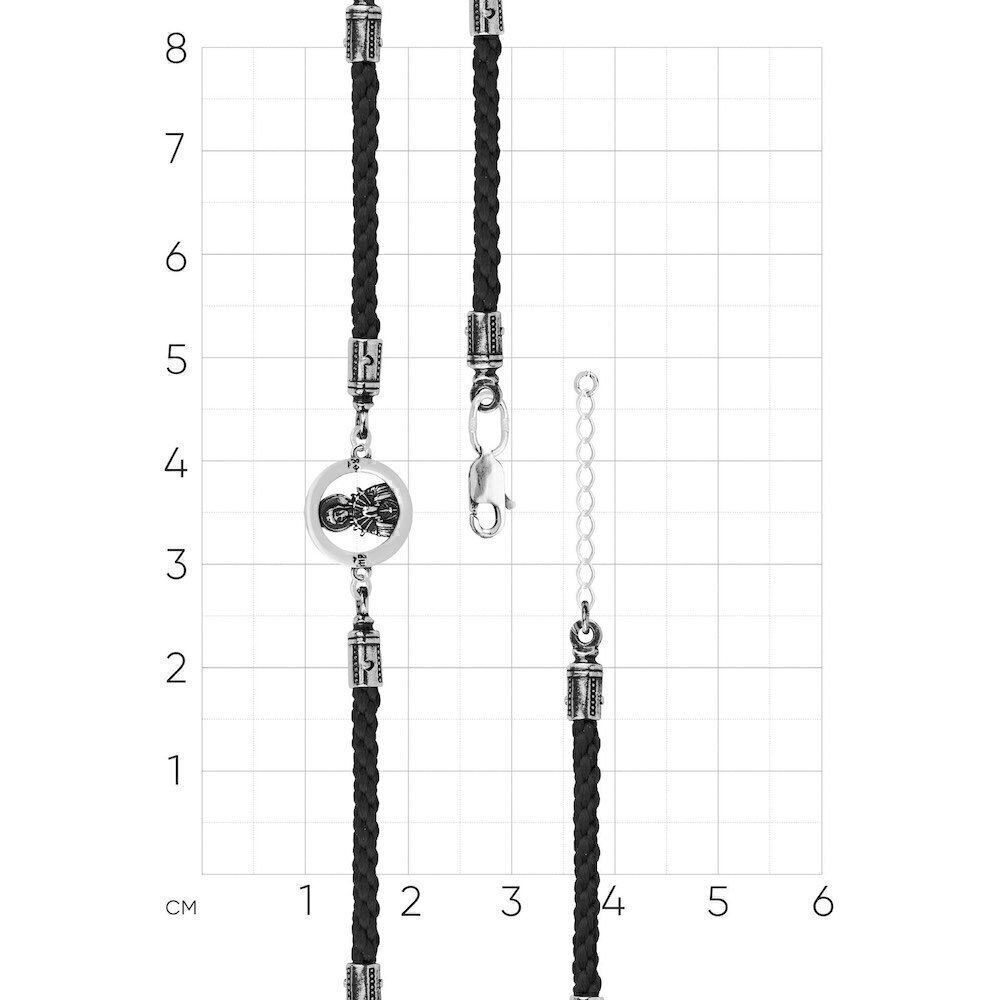 Купить Браслет из шнурка и серебра "Божия Матерь Семистрельная" (12273)