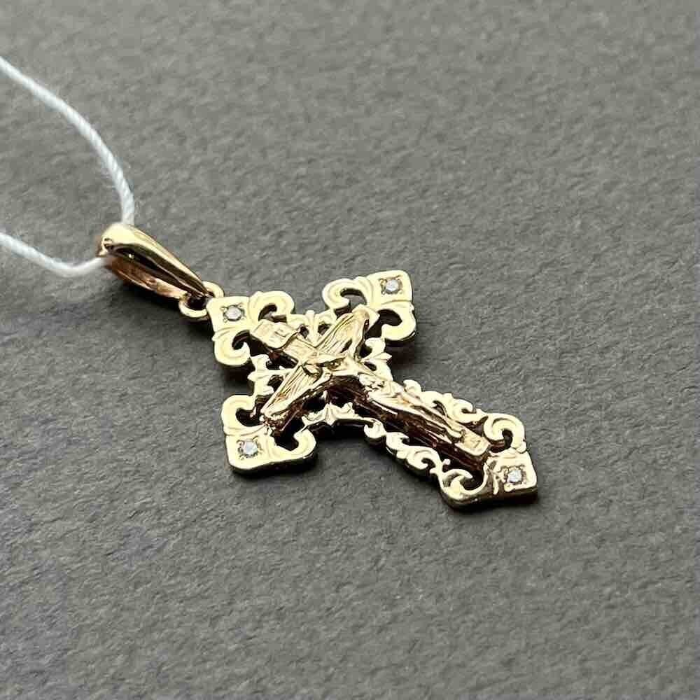 Купить Крест из красного золота "Спаси и Сохрани" с фианитами (41140)