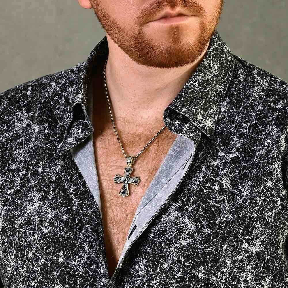 Купить Крест из серебра с узором (42761)