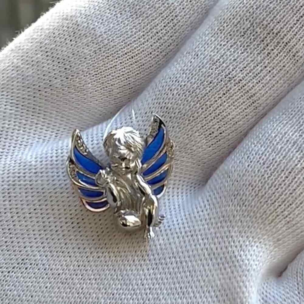 Купить Подвеска из белого золота "Ангелочек" с бриллиантами (51068)